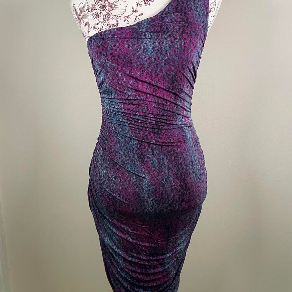 H&M Purple & Blue Abstract One Shoulder Dress